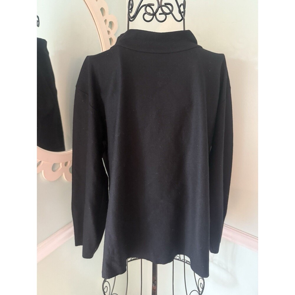 Eileen Fisher 100% Wool‎ Mock Neck Sweater Women's Small Black Oversized Classic